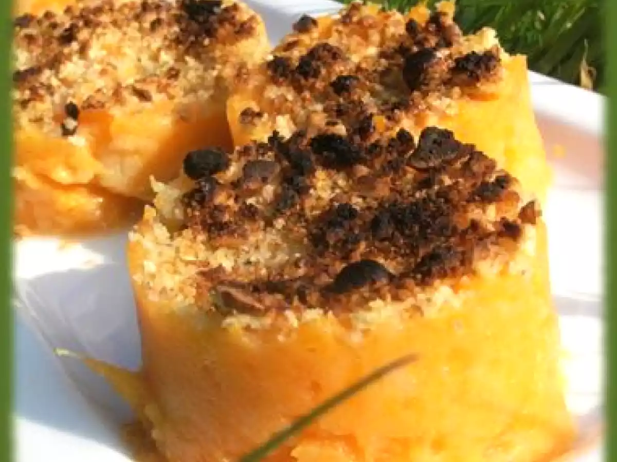 Crumble au Roquefort sur purée de courge roquefortée