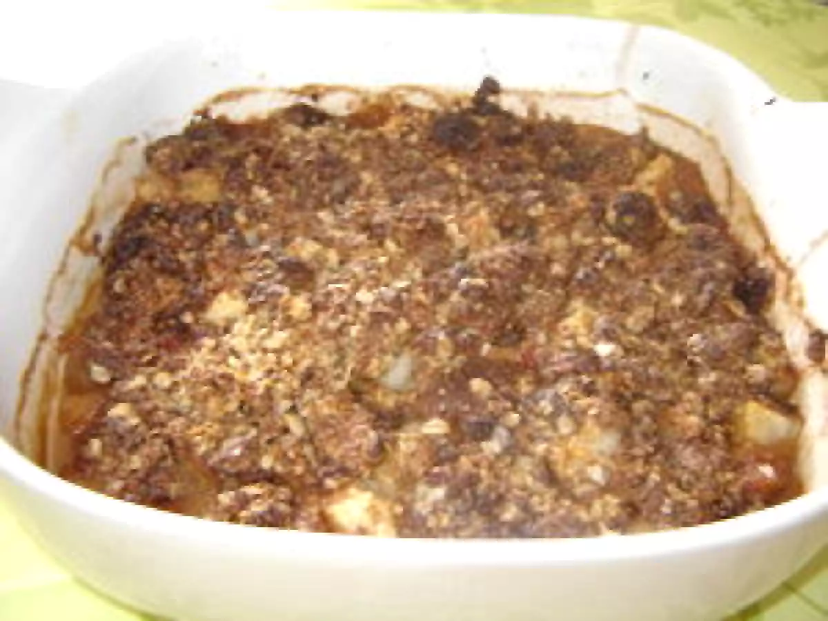 Crumble aux figues et poires à la farine de chataigne et au sucre complet
