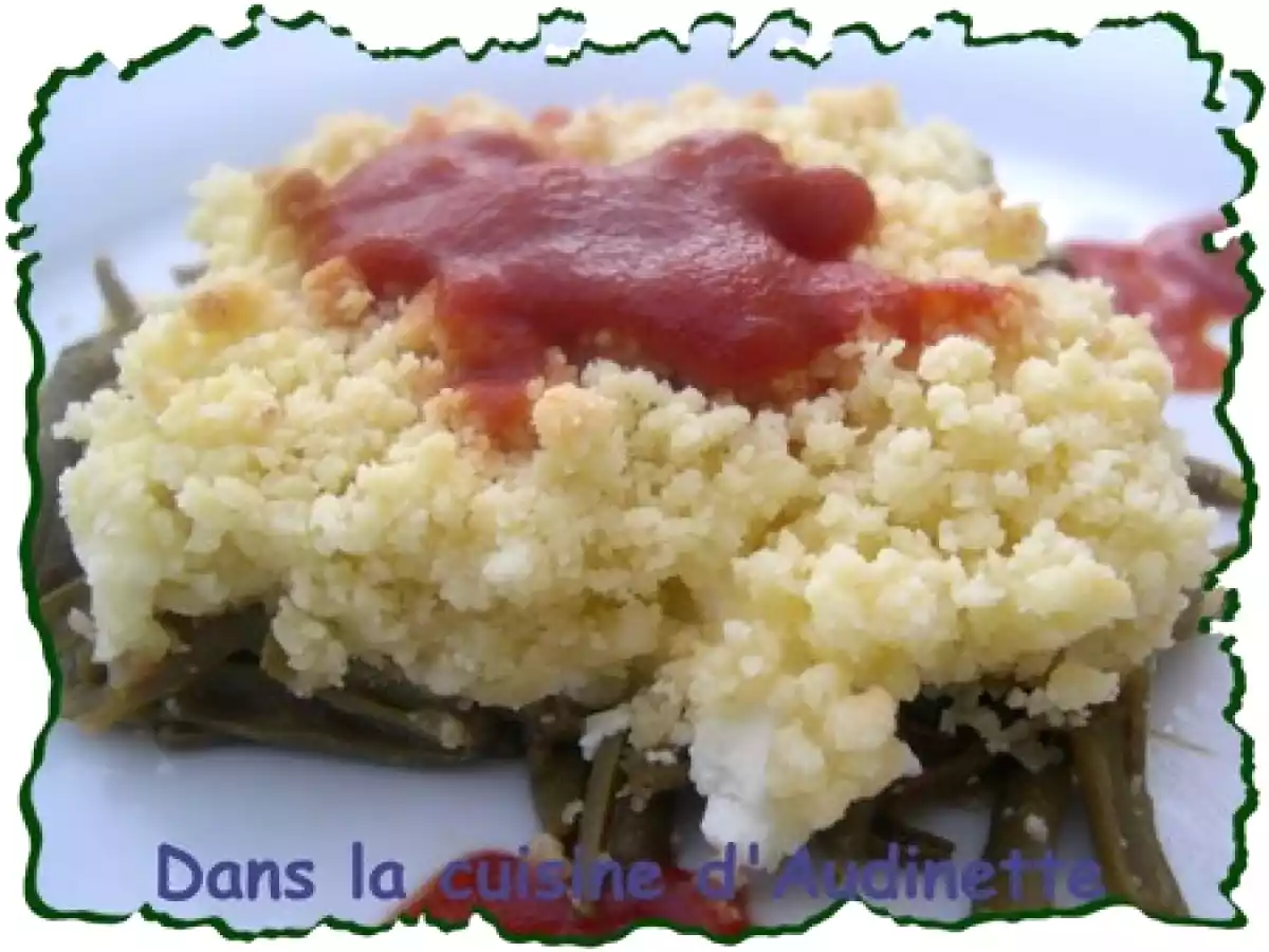 Crumble aux haricots verts et à la feta