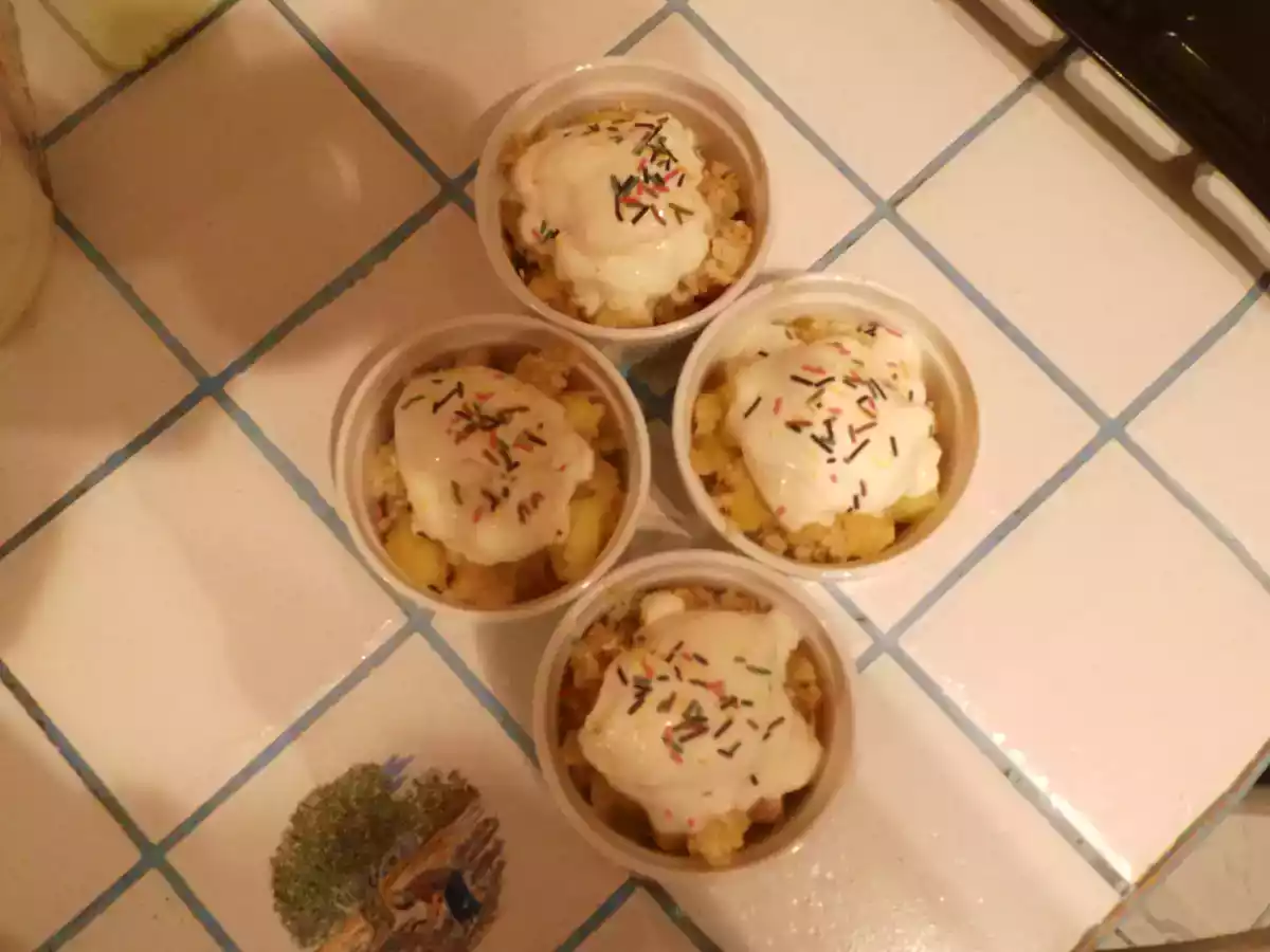 Crumble aux pommes et glace vanille