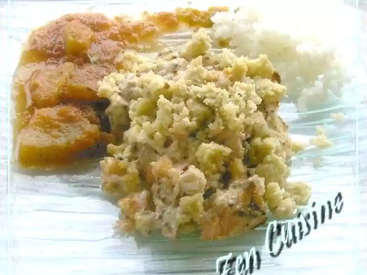 Crumble de saumon à la crème de soja ... moutardée