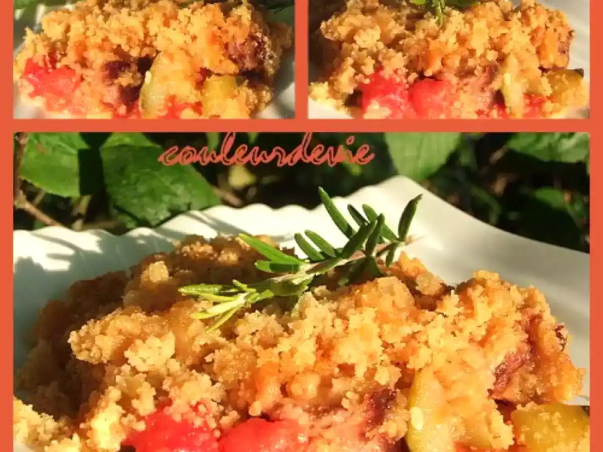 Crumble de tomates et courgettes aux saucisses de Toulouse