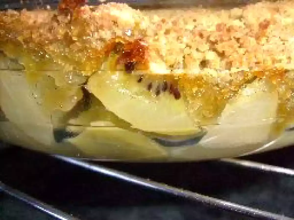 Crumble pommes poires kiwis au thé matcha