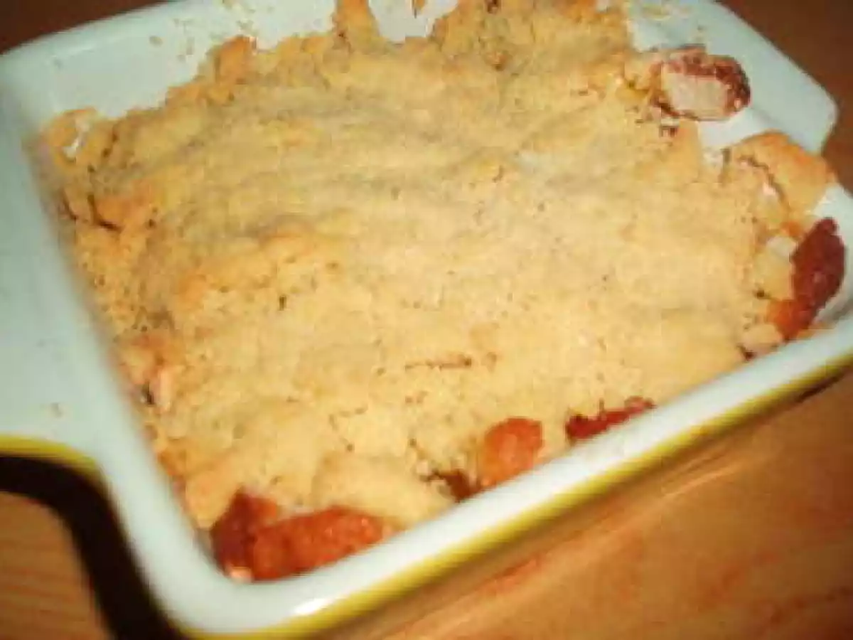 Crumble pommes/abricots et éclats de calissons