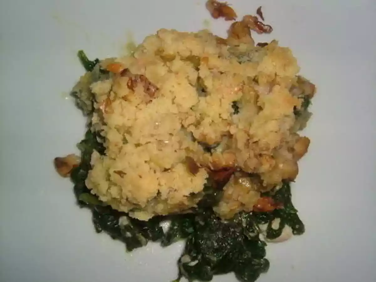 Crumble saumon épinards