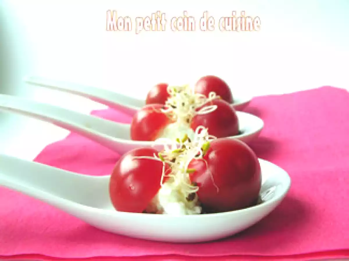 Cuillère apéritive à la tomate et au fromage frais de brebis sans lait et sans gluten