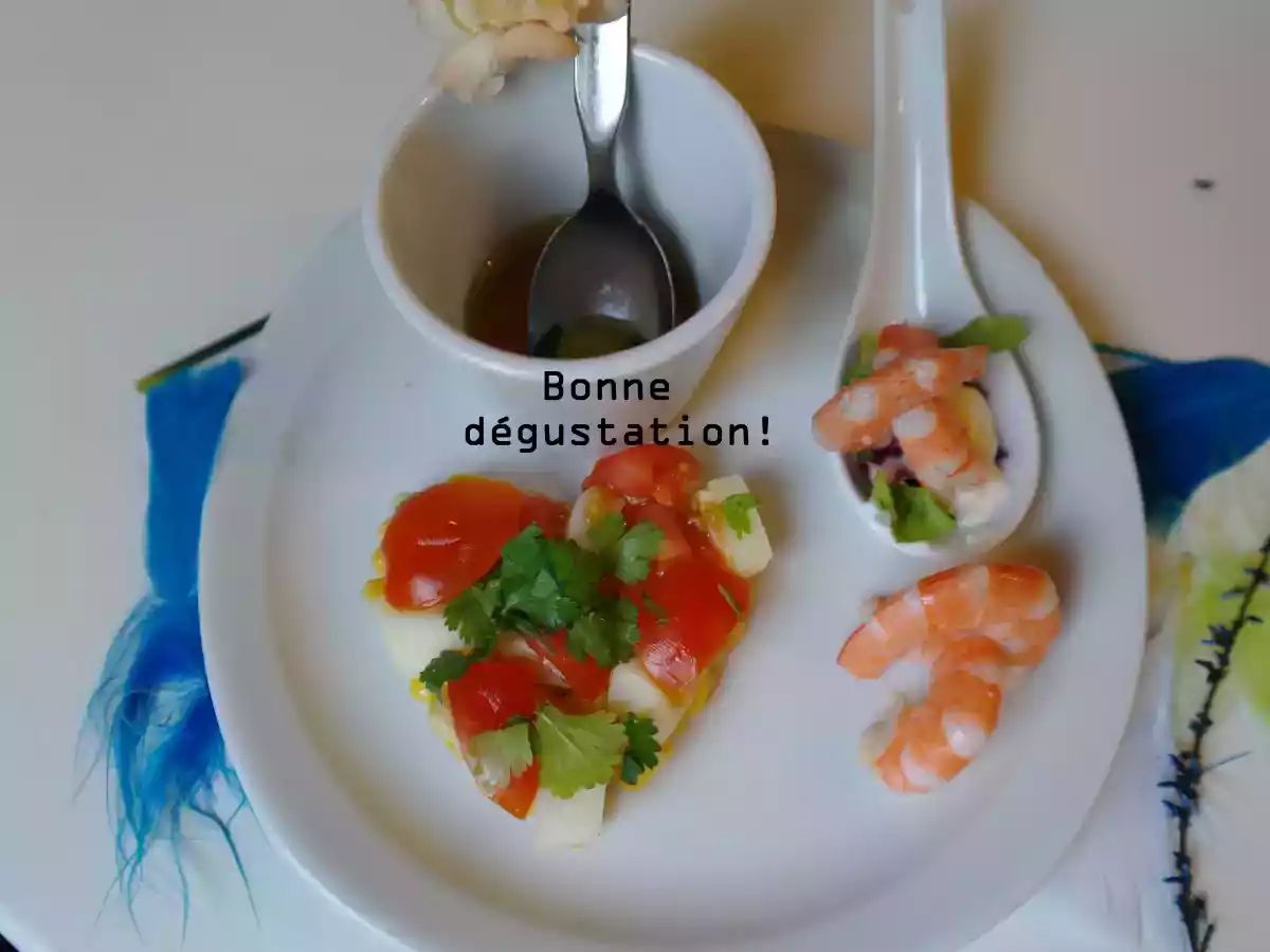 Cuillère aux Crevettes & Coeur de Palmier au Maïs
