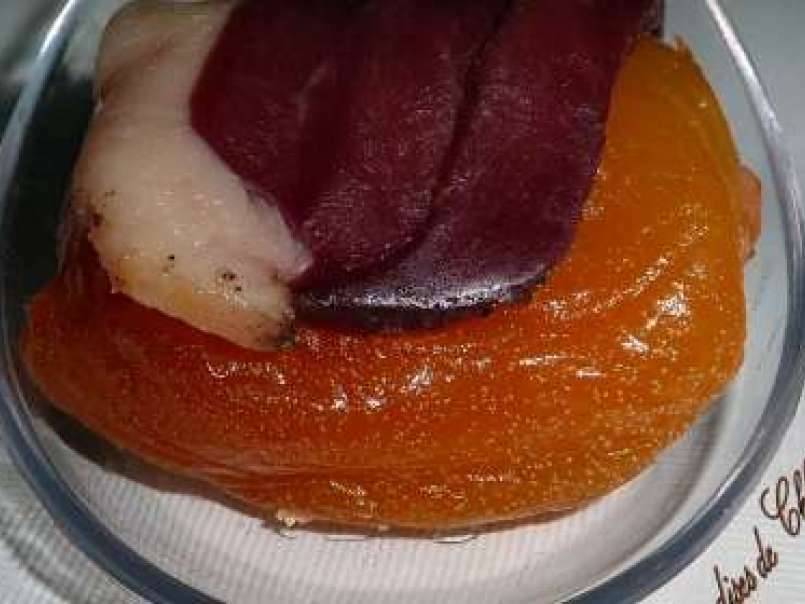 Cuillères apéritive au fois gras et à l'abricot enrobé de magret, photo 2