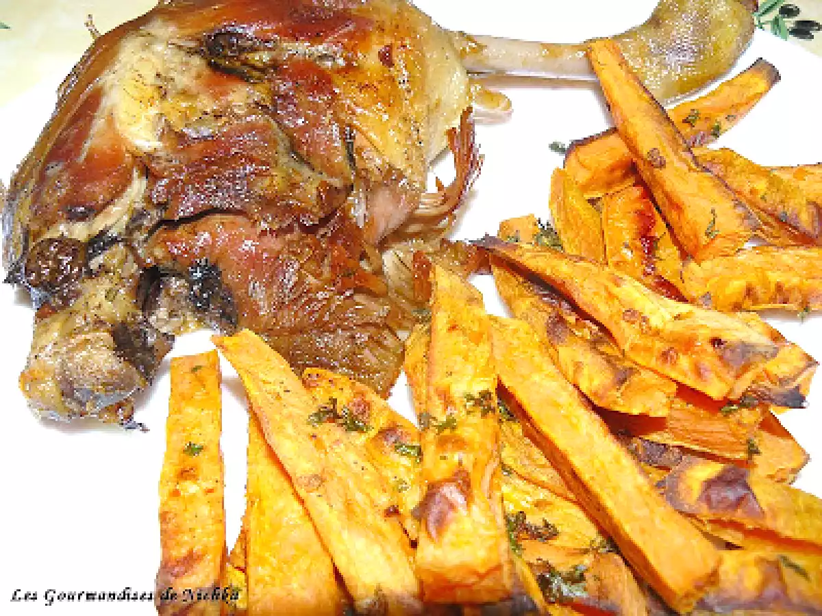 Cuisses de canard confites et frites de patates douces au four