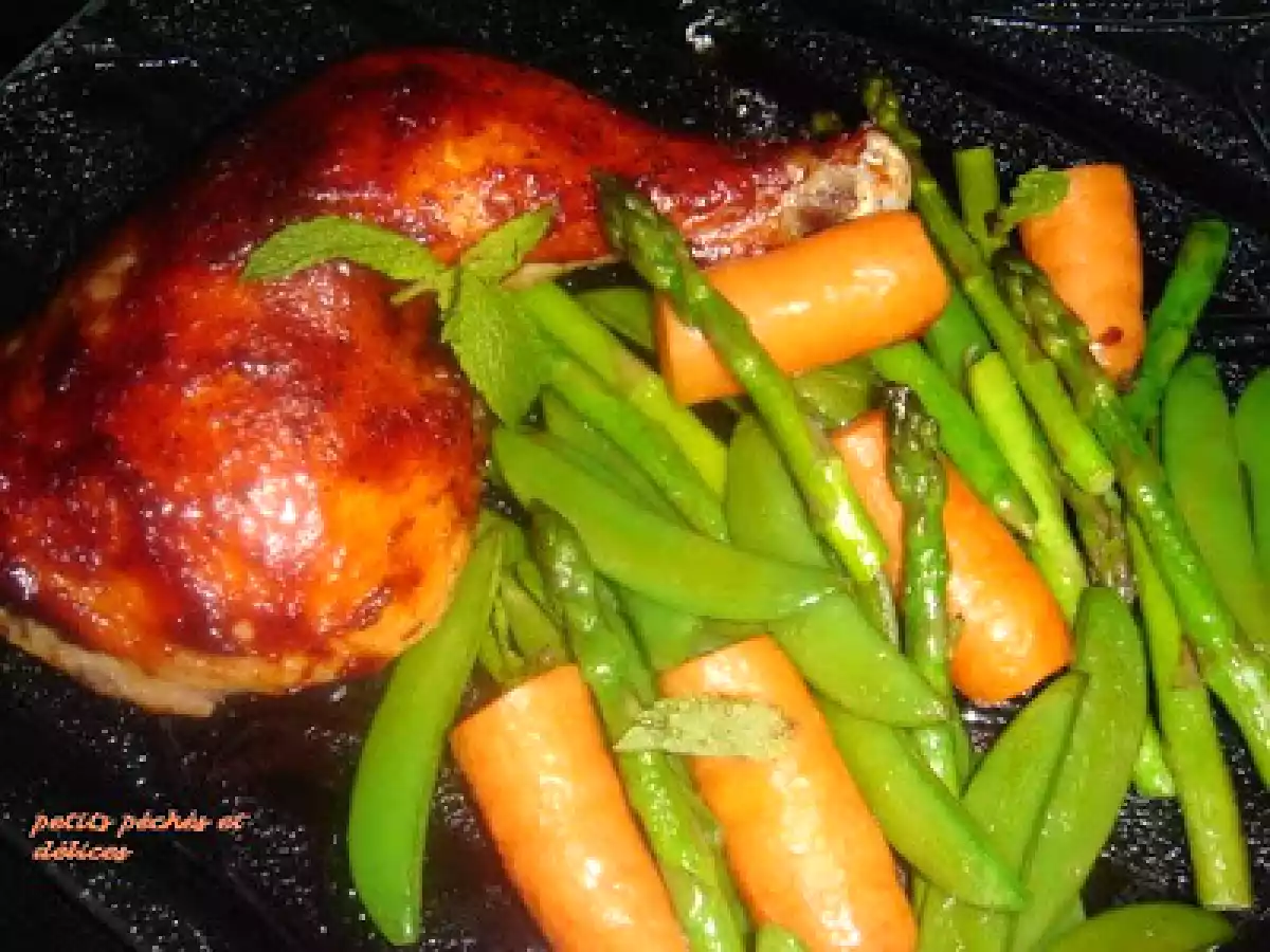 Cuisses de poulet barbecue au four et légumes sautés - photo 2