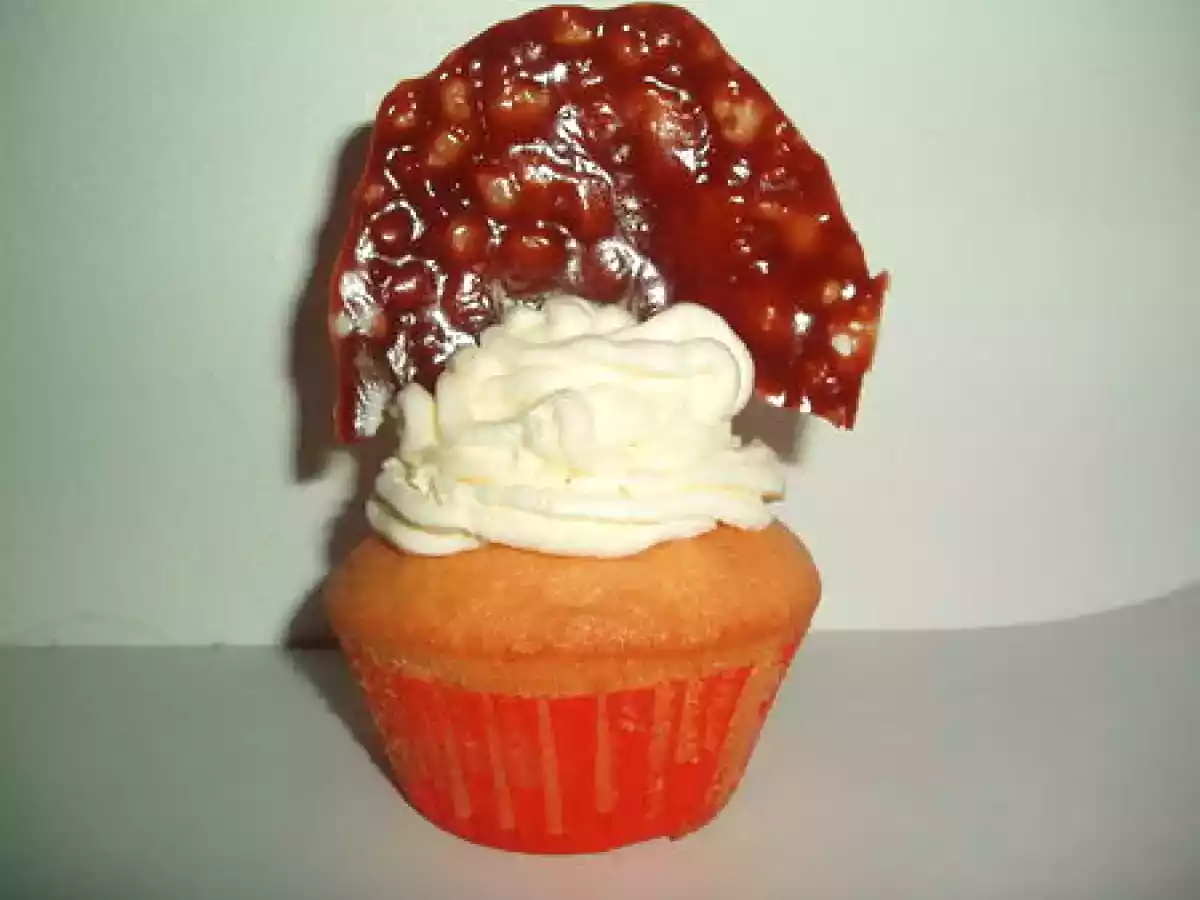 Cupcakes coeur chocolat et tuiles de carambar