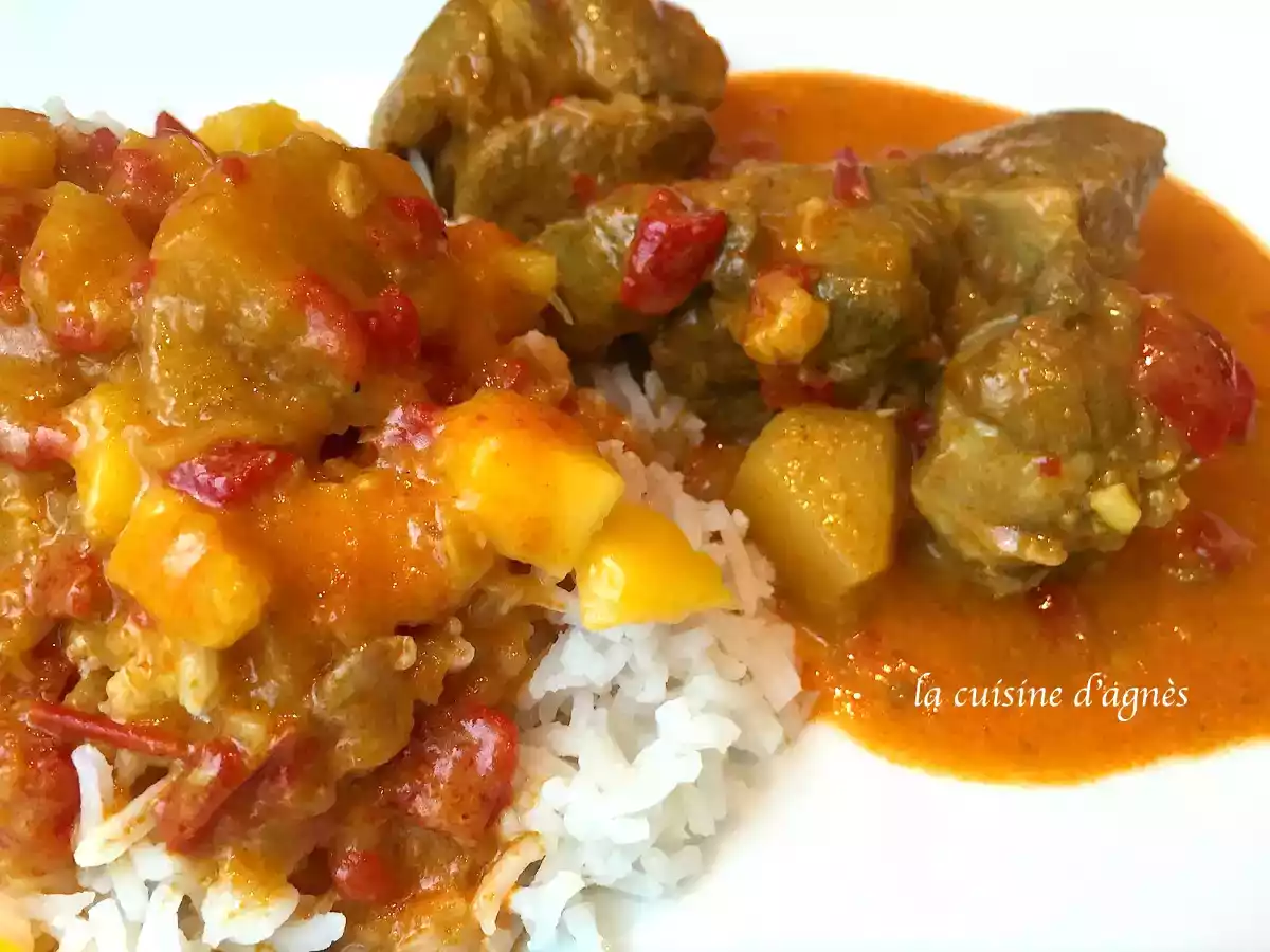Curry d'agneau riz basmati à la mangue