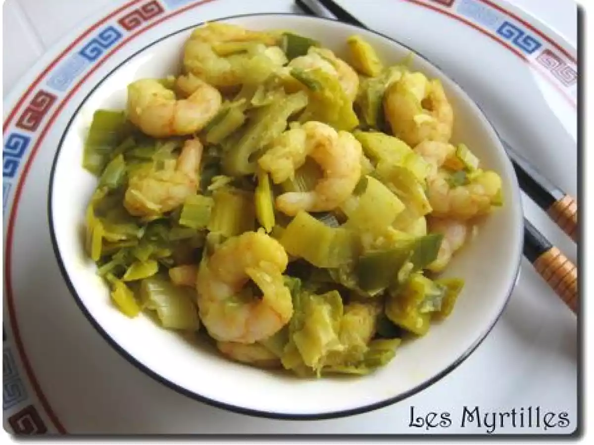 CURRY DE CREVETTES AUX POIREAUX