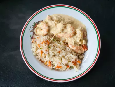 Curry de crevettes et son riz