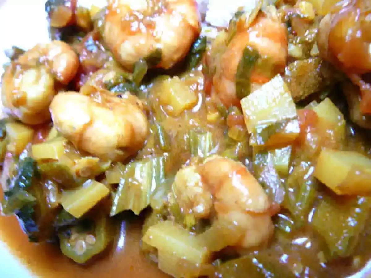 Curry de gombos aux crevettes