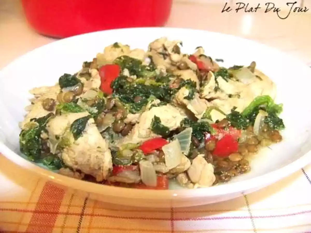 Curry de poulet aux épinards et aux lentilles