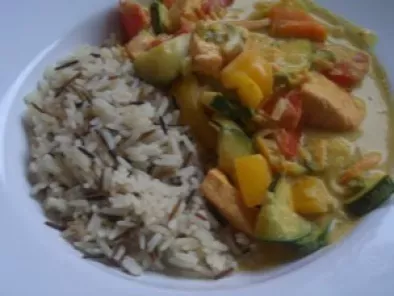 + Curry de saumon, petits légumes +