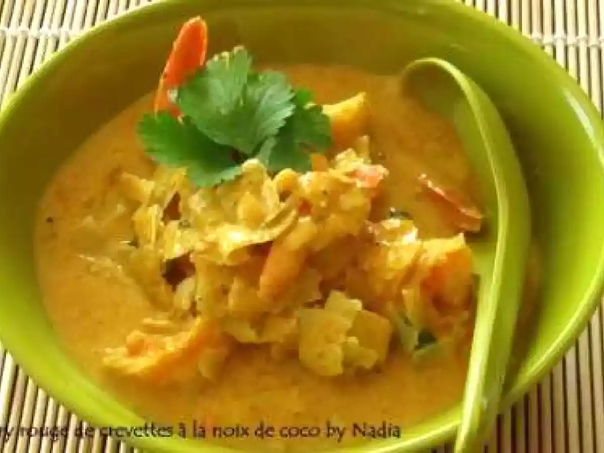 Curry rouge de crevettes à la noix de coco