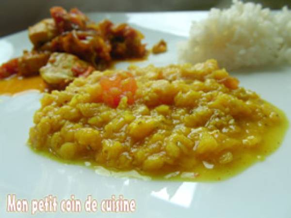 Dal de lentilles corail à la tomate sans lait et sans gluten