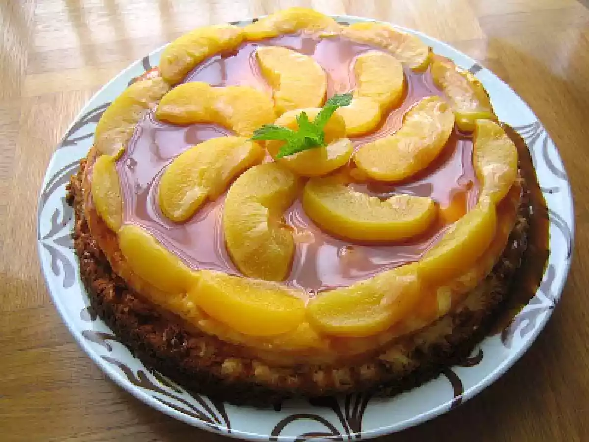 Délice fromage blanc, pêches et sauce caramel au beurre salé!!!!