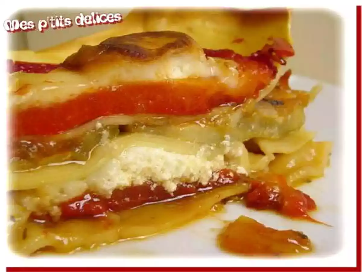 Délicieuses lasagnes aux poivrons rouges, chèvre et aubergines!
