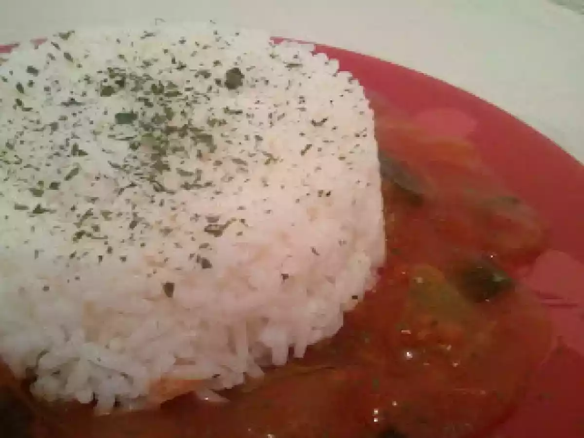 Dome de riz sur lit de ratatouille