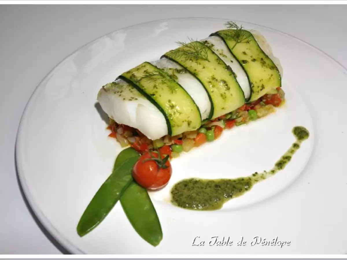 Dos de Cabillaud à l'Huile de Basilic et Petits Légumes Epicés - photo 2