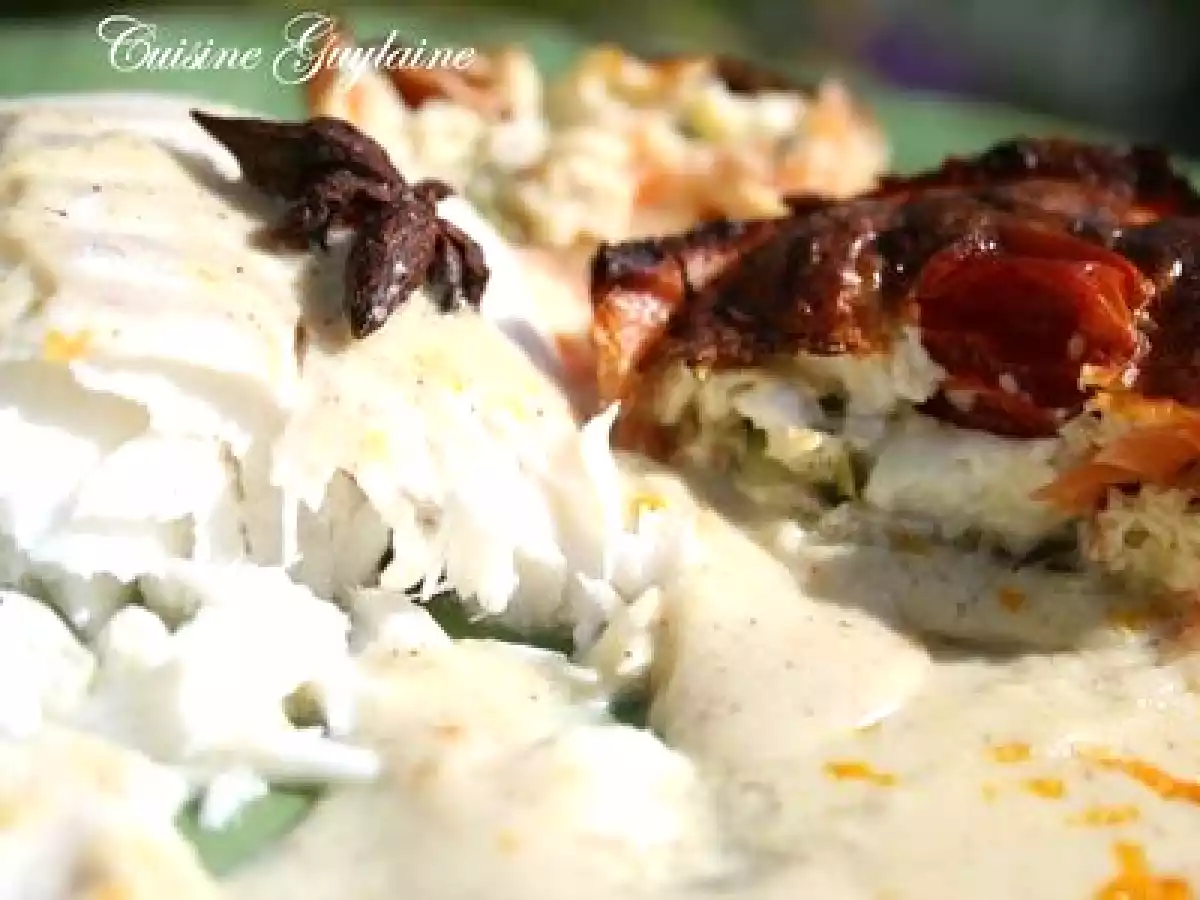 Dos de cabillaud et petits flans de saumon aux courgettes et au chèvre cendré - photo 2