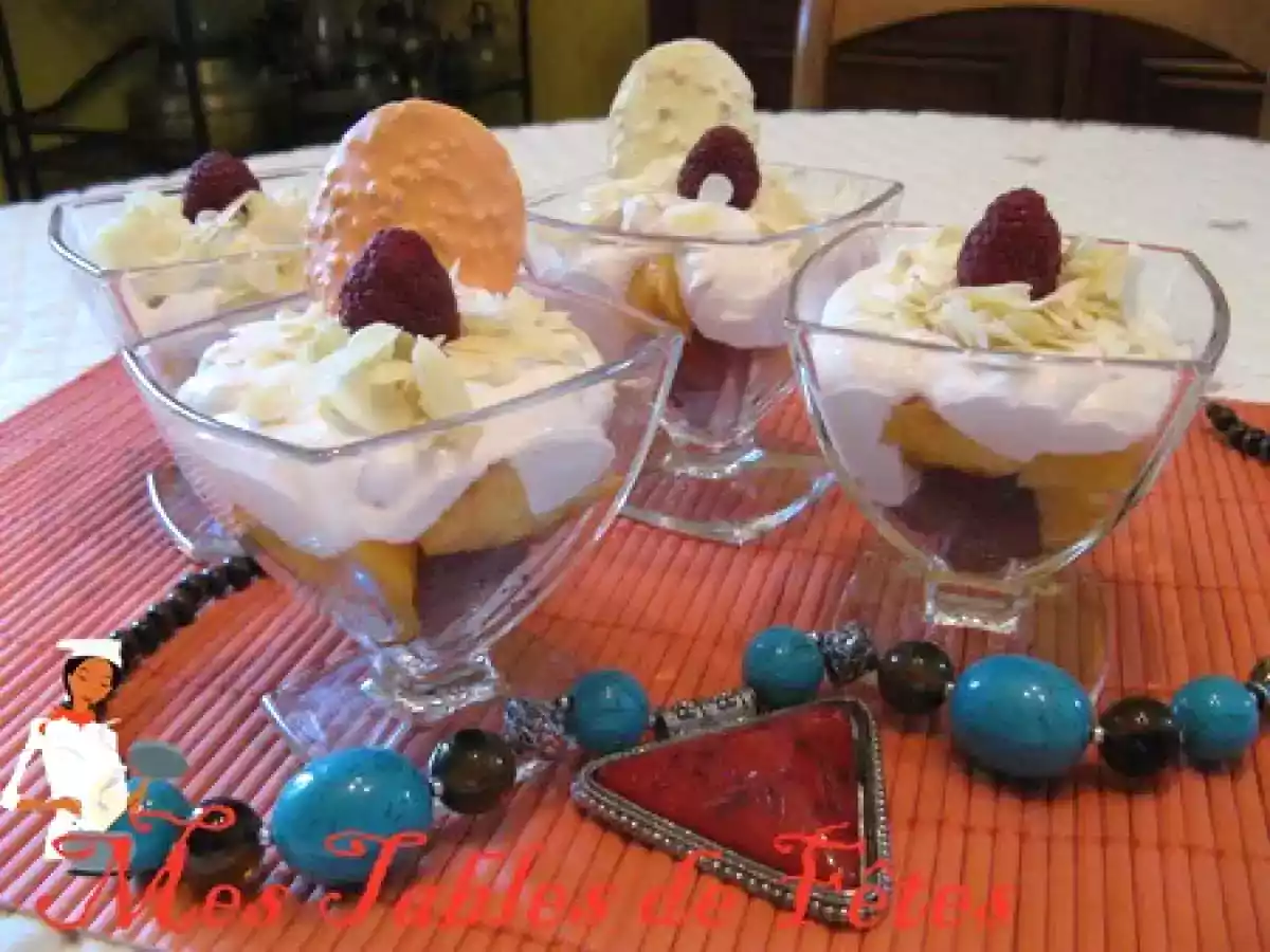 Douces verrines framboises pêche