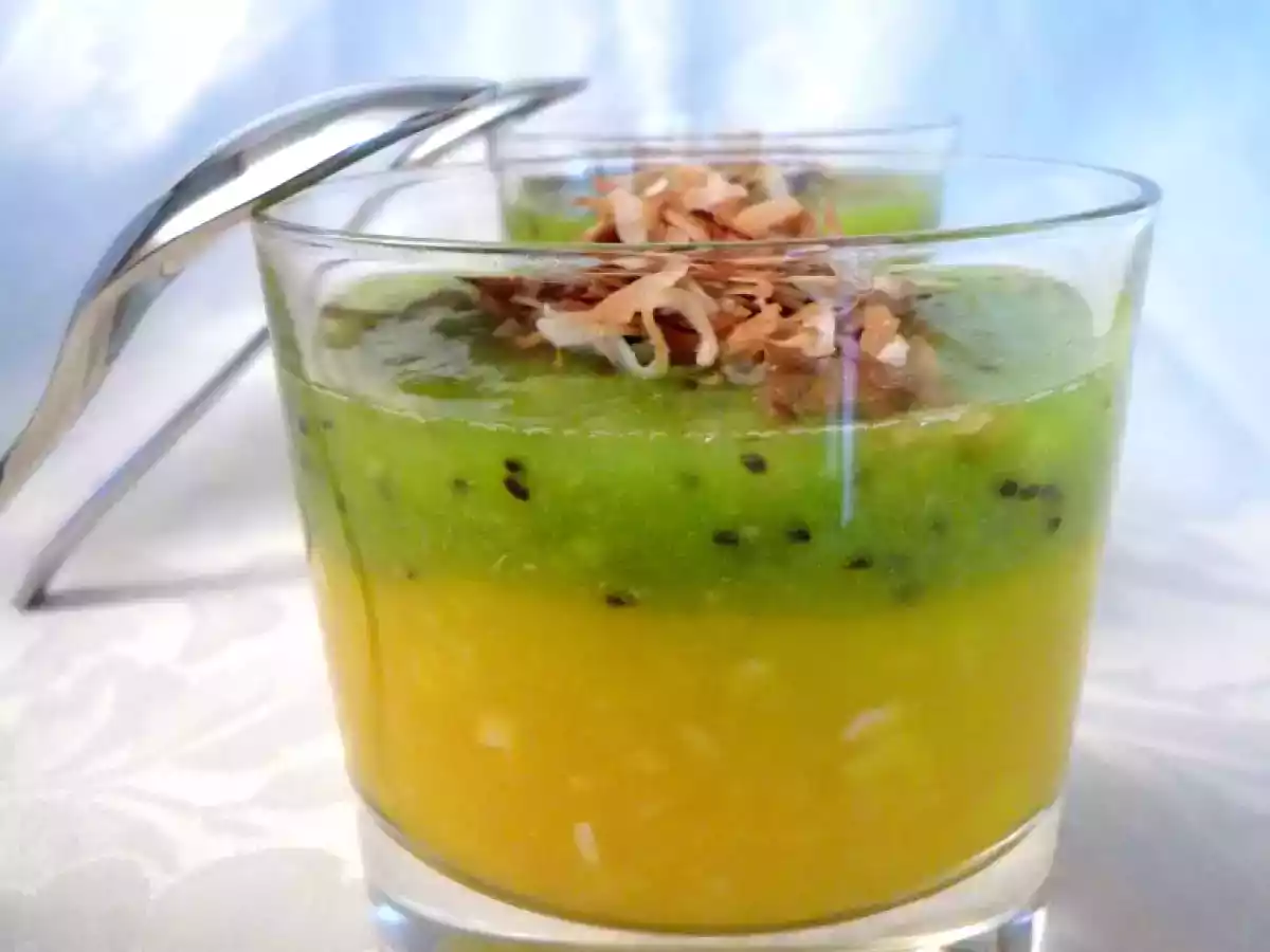 Douceur de mangue et kiwi, noix de coco craquante