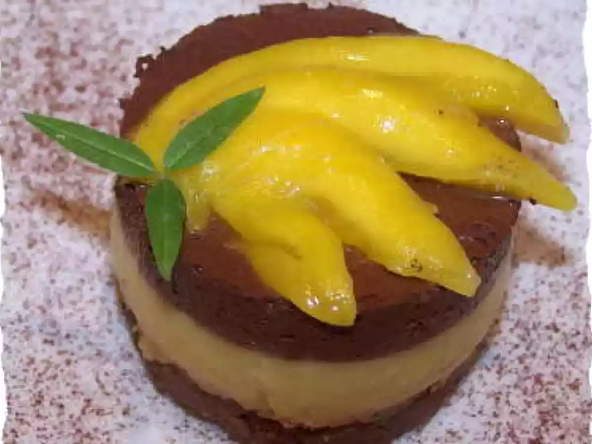 Duo crousti-fondant, mangue-chocolat
