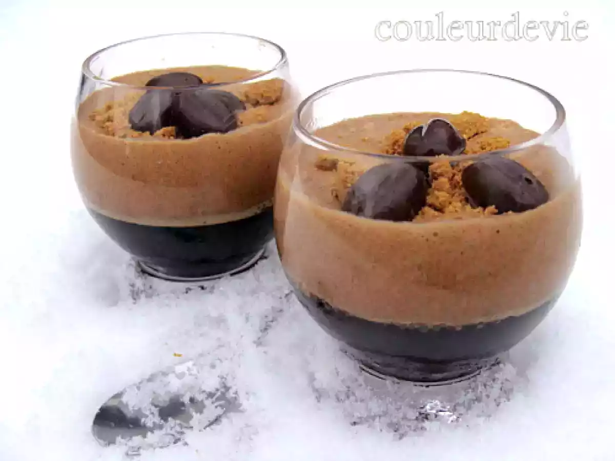 Duo de mousse choco-spéculos sur gelée de café