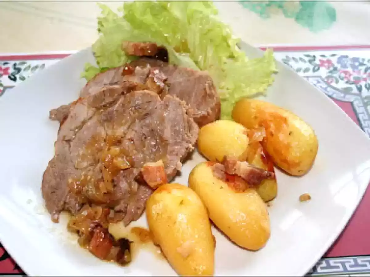 ECHINE DE PORC A LA BIERE BLONDE ET POMMES FONDANTES