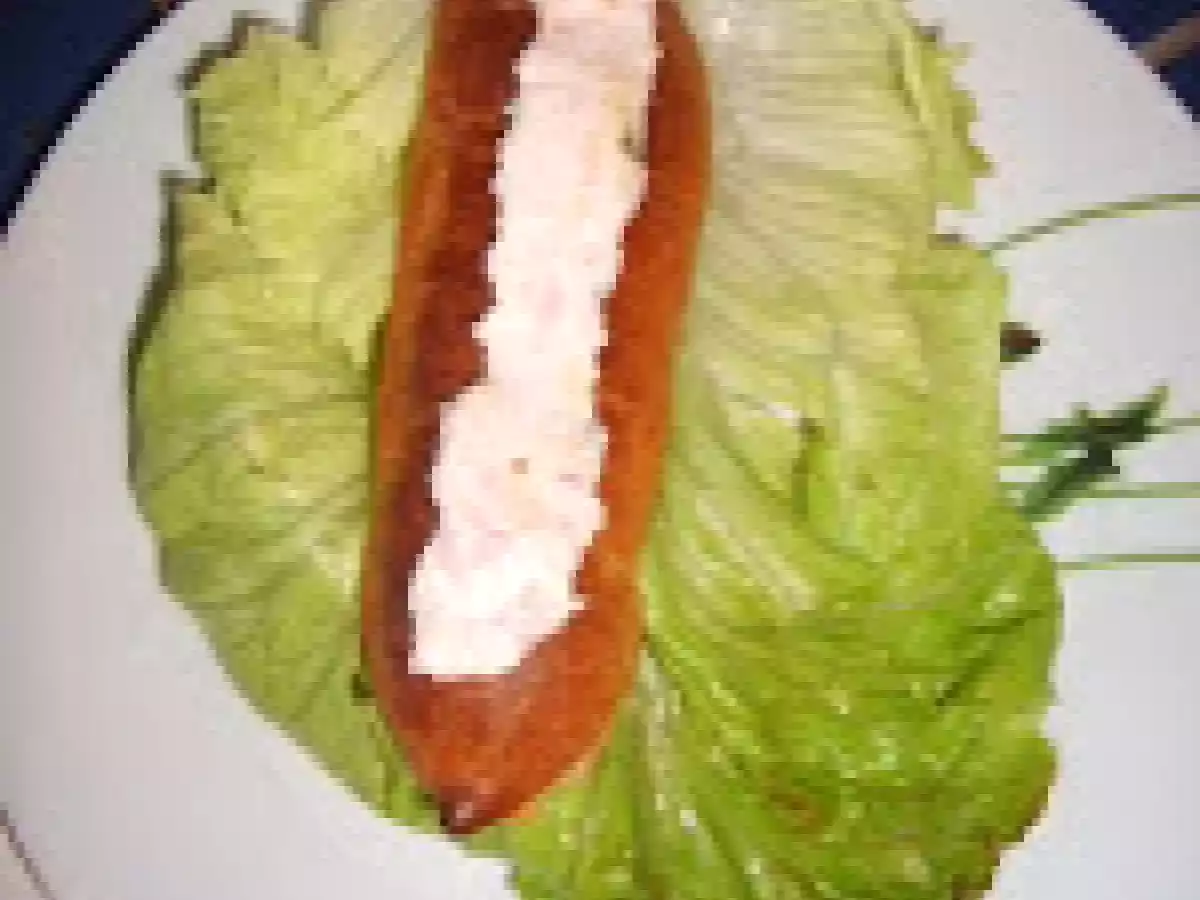 Eclairs à la mousse mascarpone et jambon.