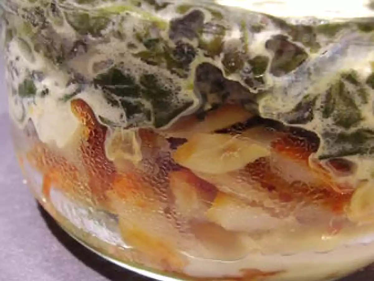 Effiloché de haddock aux épinards.