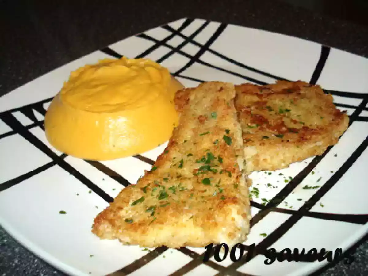 Églefin à la milanaise et purée de patates douces