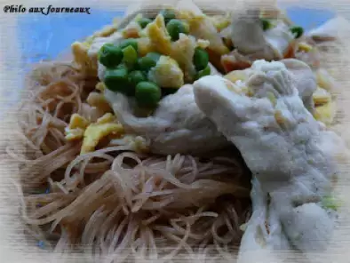Emincé d'escalope de poulet & nouilles chinoises sautées au wok