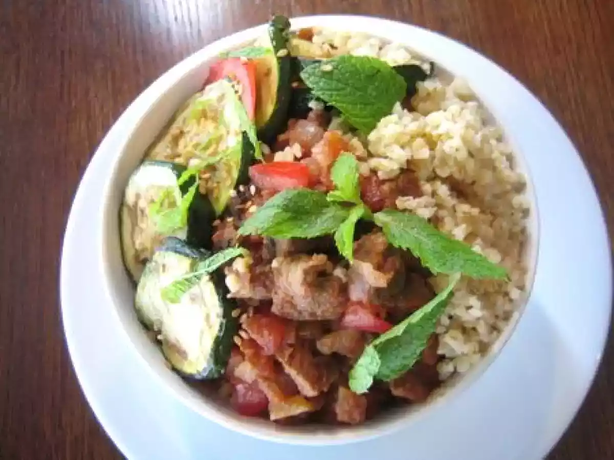 Emincé de boeuf à la menthe et au citron confit ou ma nourriture au bol