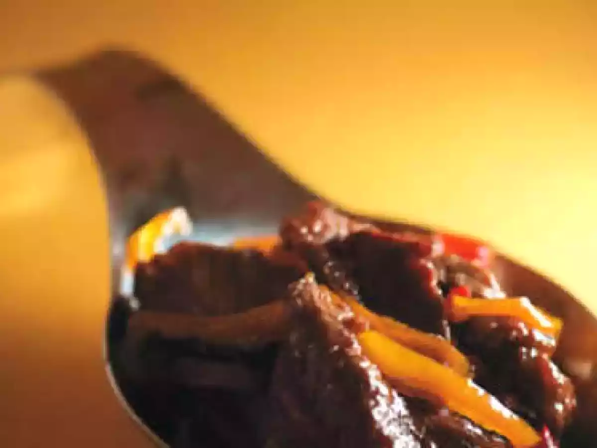 Émincé de boeuf aux poivrons Bombay