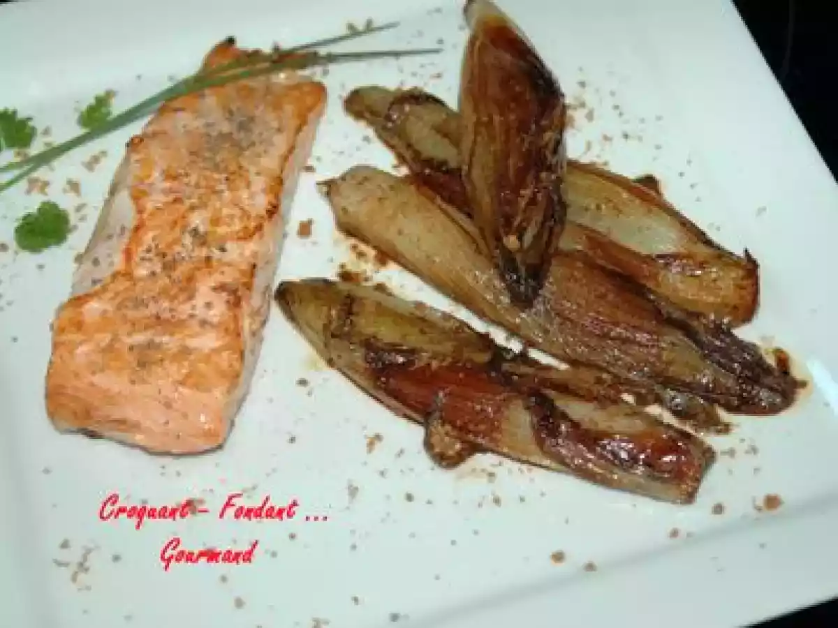 ENDIVES à la CHICORÉE et SAUMON POÊLÉ