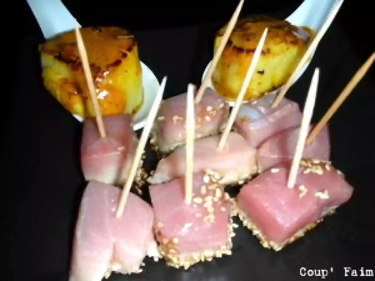 Entrée à 2 ou apéro gustatif ! St-jacques et thon mi-cuit