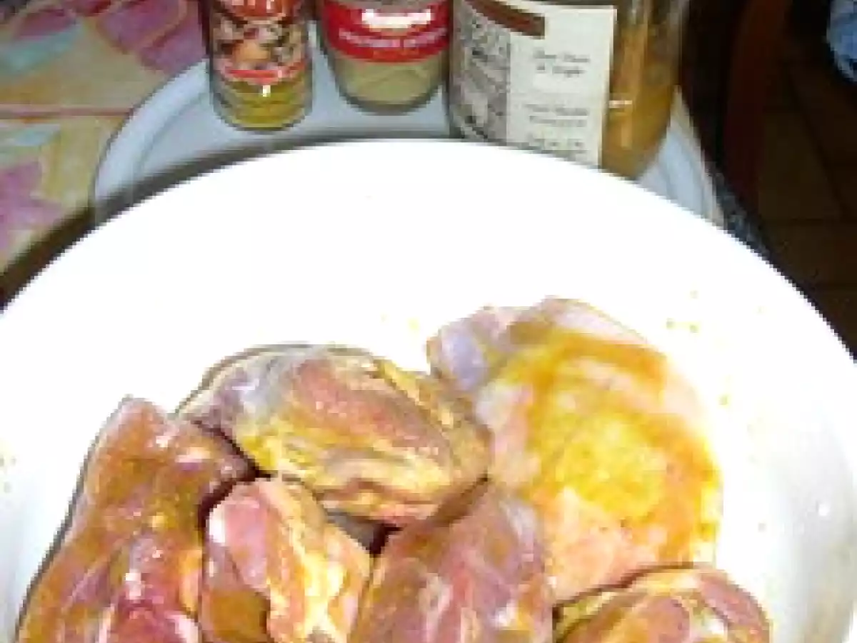 Epaule d'agneau marinée à la moutarde et au curry