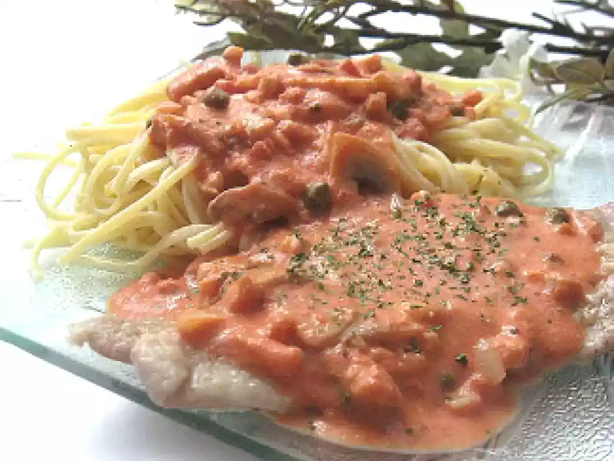 Escalopes de veau, sauce rosée