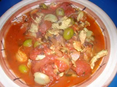 Escaloppe, riz et sauce tomate au tandoori