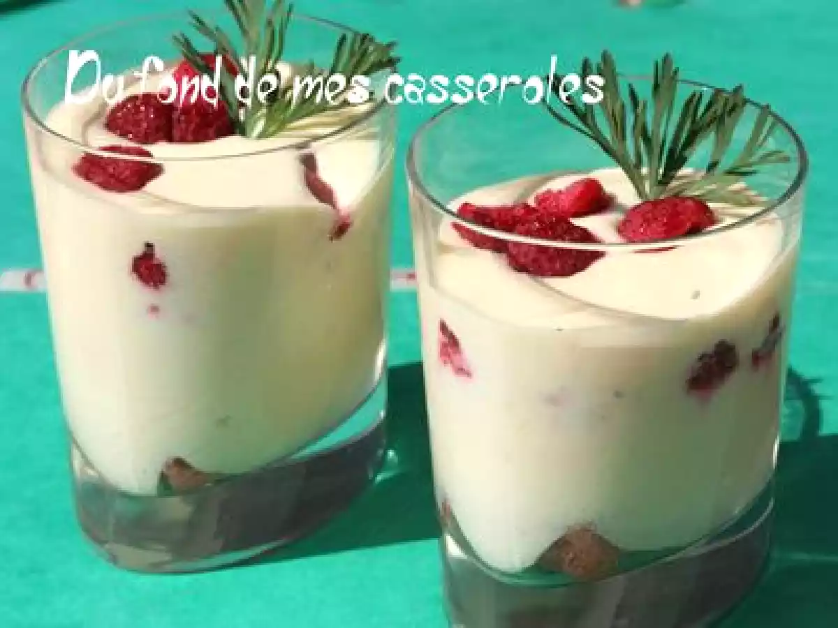 Faux tiramisu léger aux framboises et chocolat blanc