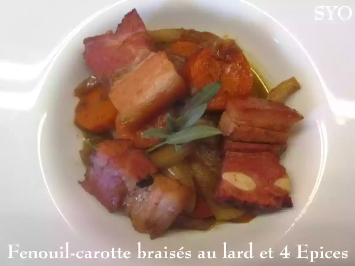 Fenouil et carottes braisés au lard et Quatre Epices