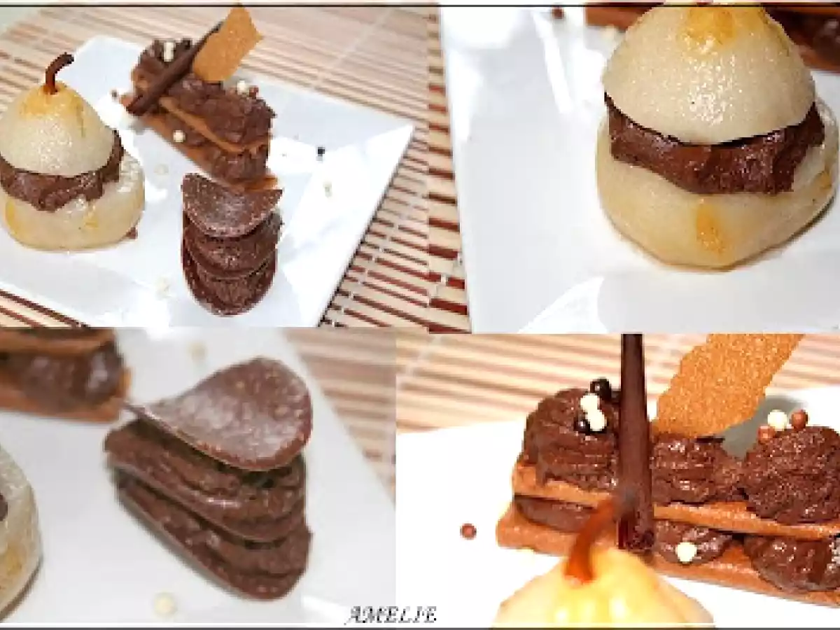 FEUILLE A FEUILLE DE GAVOTTE A LA MOUSSE AU CHOCOLAT ET POIRE SURPRISE - photo 2