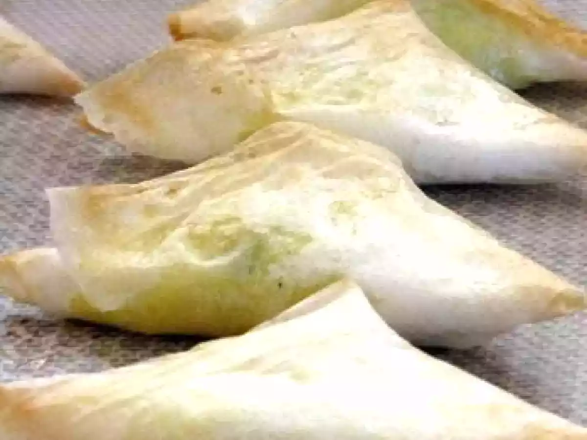 Feuilles de brick farcies aux fromages italiens et aux herbes du jardin.