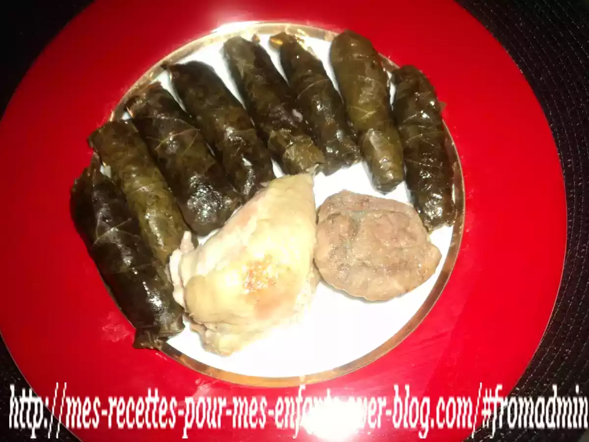 Feuilles de vigne farcies au riz et à la viande hachée