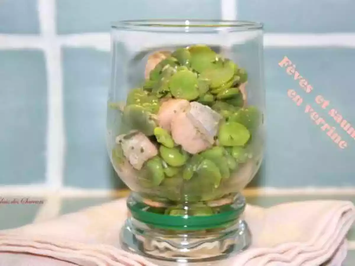 Fèves et saumon en verrine